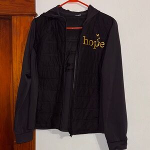 Women's Black Jacket with Gold 'Hope' Detail